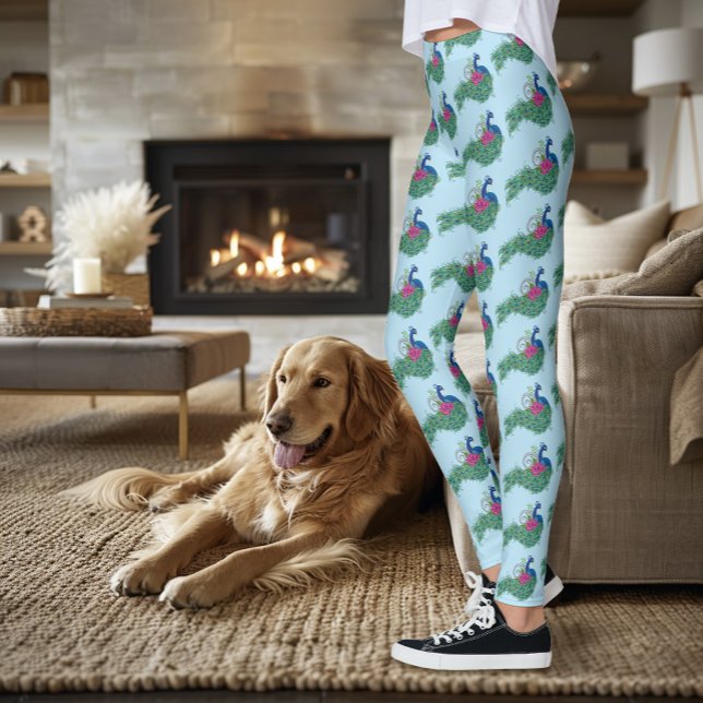 Peacock Blue Lotus Flower Henna Leggings (Skapare uppladdad)