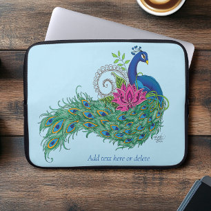 Peacock Blue Lotus Glower Henna Laptop Fodral