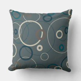 Peacock Blue- och Grått Circles Kudde