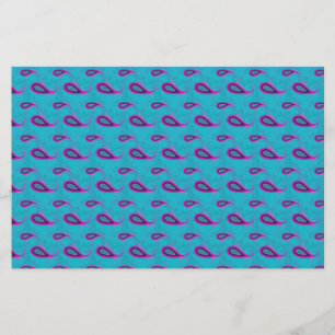 Peacock Blue Paisley Brevpapper