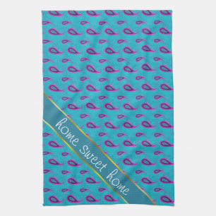 Peacock Blue Paisley Kökshandduk
