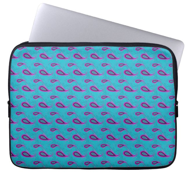 Peacock Blue Paisley Laptop Sleeve (Framsidan)