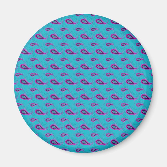 Peacock Blue Paisley Magnet (Framsidan)