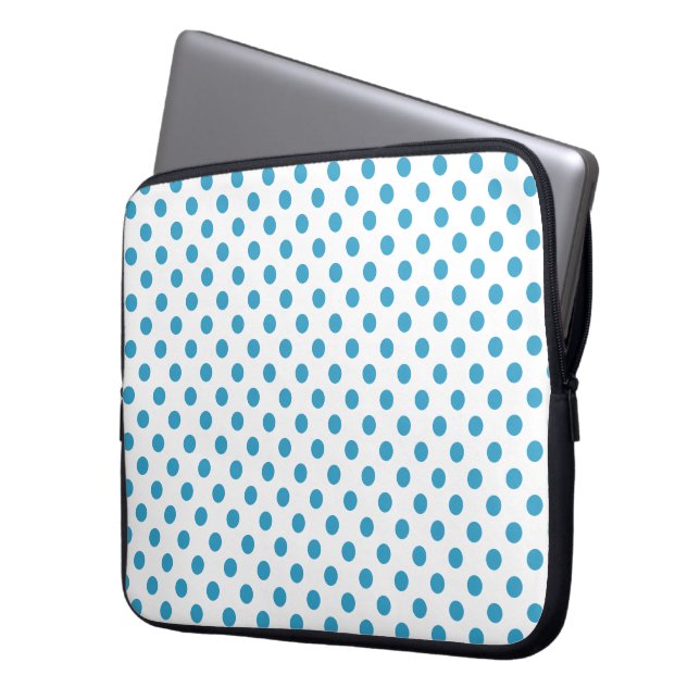 Peacock Blue Polka dots Circles Laptop Fodral (Framsidan Vänster)