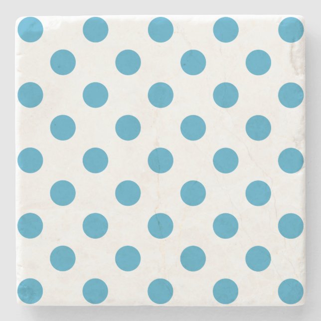 Peacock Blue Polka dots Circles Underlägg Sten (Framsidan)