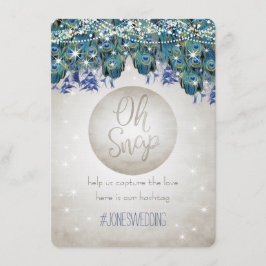 Peacock Blue Silver OH Snap Bröllop Hashtag-kort