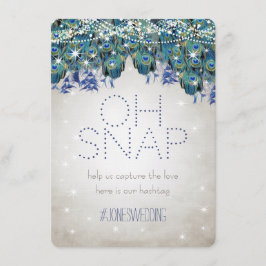 Peacock Blue Silver OH Snap Bröllop Hashtag-kort