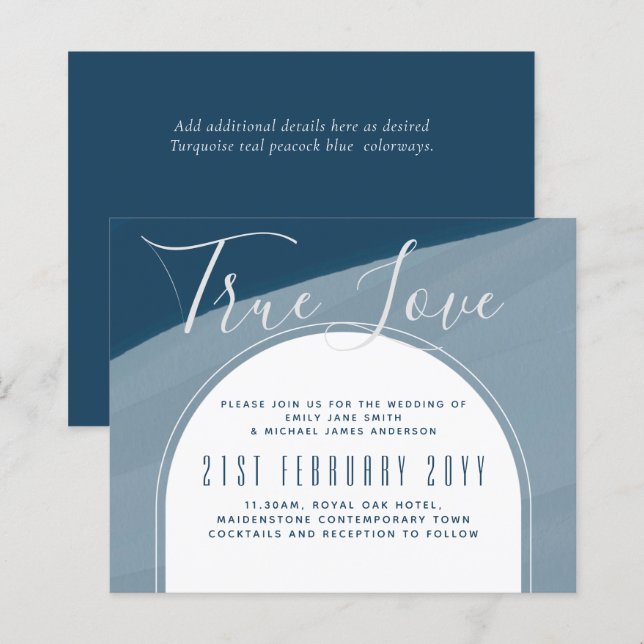 Peacock Blue Teal Bröllop i Modern Sea Glass Ocean (Fram/baksida)