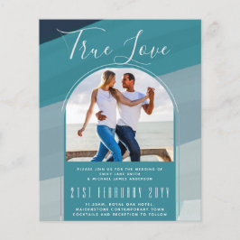 Peacock Blue Teal Bröllop i Modern Sea Glass Ocean Flygblad