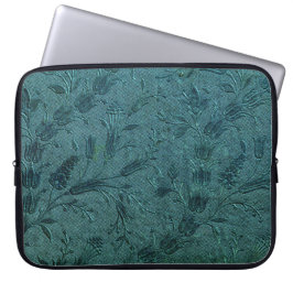 Peacock Blue Vintage Embroidery Laptop Sleeve