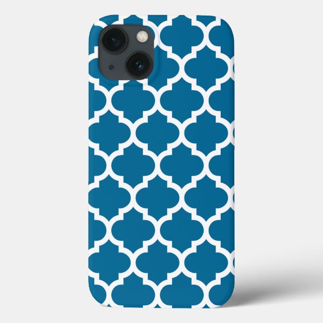 Peacock Blue White Moroccan Quatrefoil Mönster #5 (Baksida)