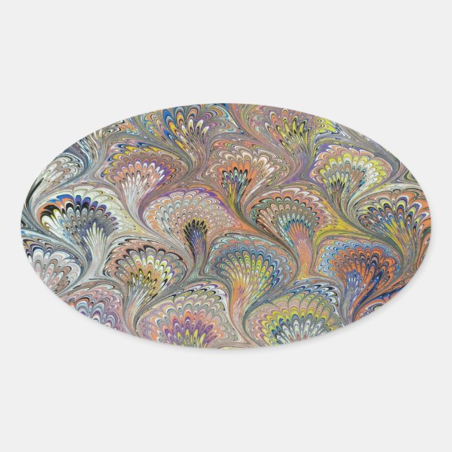 Peacock Bouquet Ovalt Klistermärke (Framsida)