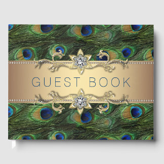 Peacock Bröllop Guest Bok
