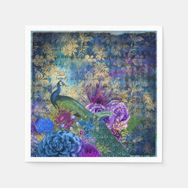 Peacock Bröllop levererar Pappra blöjor Pappersservett (Framsidan)