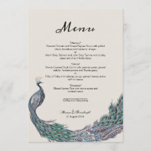 PEACOCK BRÖLLOP MENU-KORT