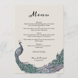 PEACOCK BRÖLLOP MENU-KORT MENY
