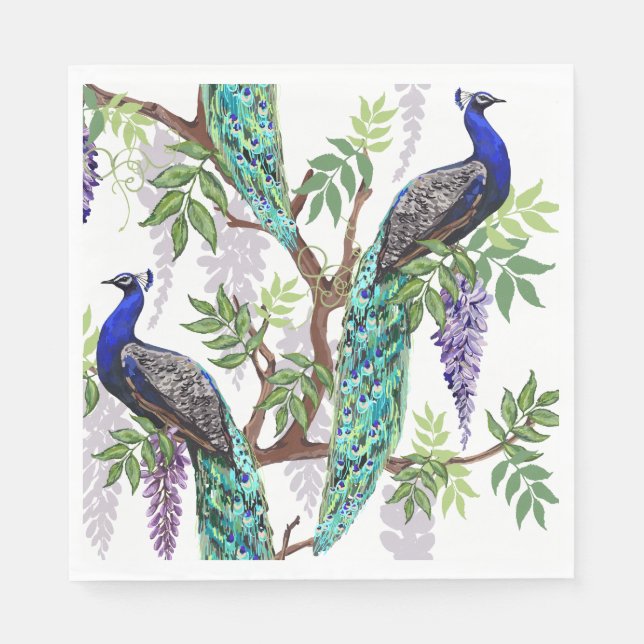 Peacock Bröllop Pappersservett (Framsidan)