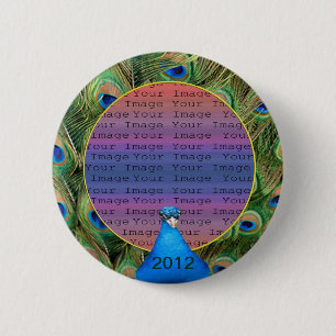 Peacock Bröllop Photo Button Knapp