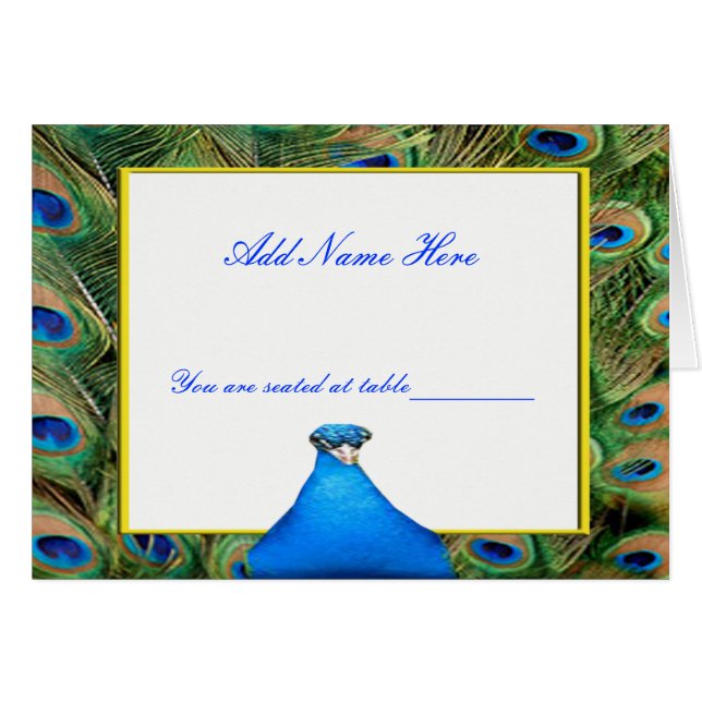 Peacock Bröllop Place Card OBS Kort (Framsidan Horizontal)
