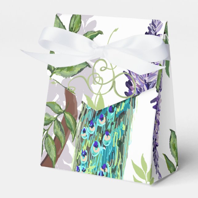 Peacock Bröllop Presentaskar (Framsidan Sidan)