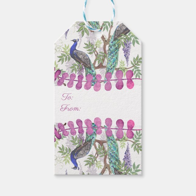 Peacock Bröllop Presentetikett (Framsidan)