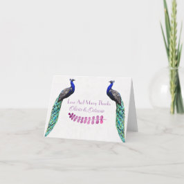 Peacock Bröllop Tack Kort