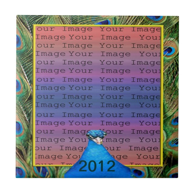 Peacock Bröllop Tile Kakelplatta (Framsidan)