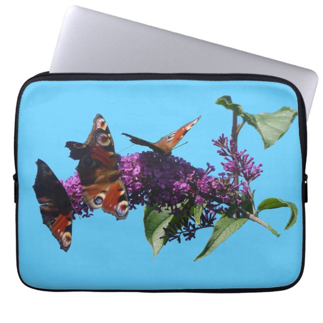 Peacock Butterflies på Buddleja Electronics Bag Laptop Fodral (Framsidan)