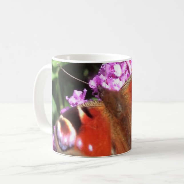 Peacock Butterfly och Buddleia Kaffemugg (Framsida vänster)