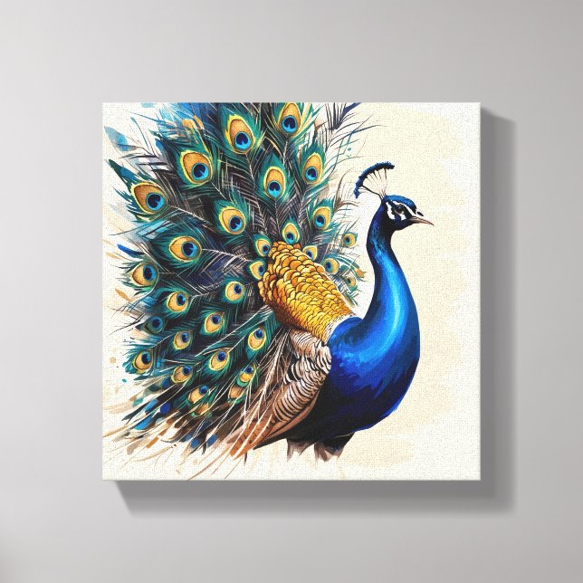 Peacock canvas-färg canvastryck (Framsida)
