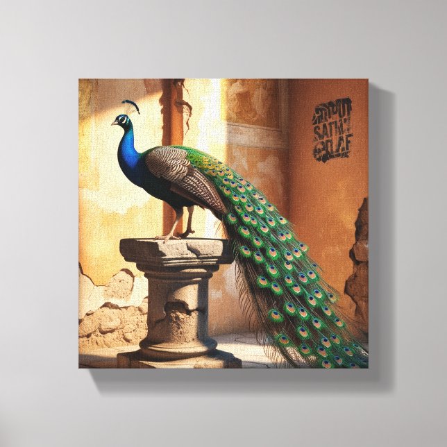 Peacock canvas-målning canvastryck (Framsida)