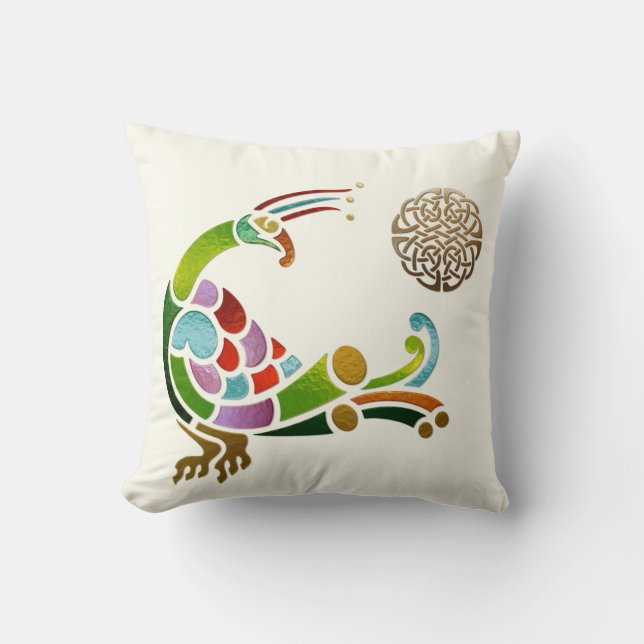 Peacock Celtic Deco Jeweled Kudde (Framsida)