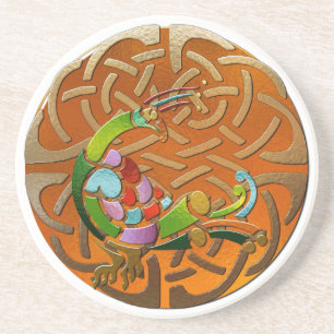 Peacock Celtic Deco Jeweled Underlägg Sandsten