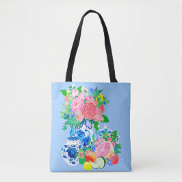 Peacock Chinoiserie Vas med Flowers Shopping bag Tygkasse
