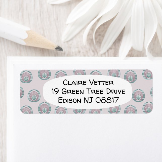 Peacock Circles Returadress Etikett (Insitu)