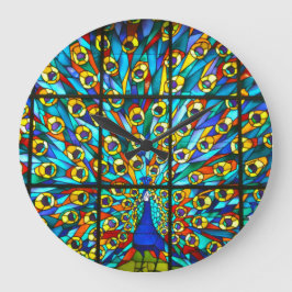 Peacock Clock av skalat glas Stor Klocka
