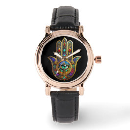 Peacock Color Flower Petals Hamsa Green Third Eye Armbandsur