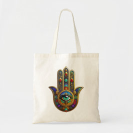 Peacock Color Flower Petals Hamsa Green Third Eye Tygkasse