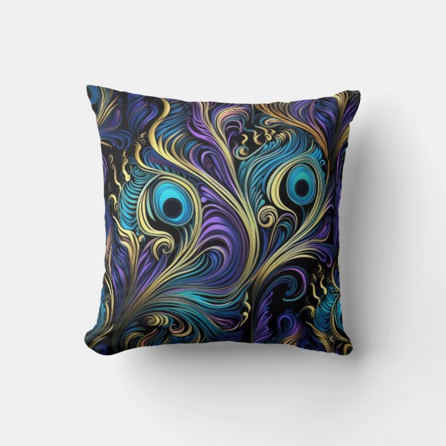 Peacock Colorful Mönster Kudde (Framsida)