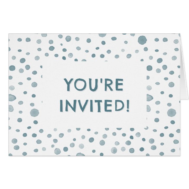 Peacock Confetti Watercolor Dots Birthday Inbjudan OBS Kort (Framsidan Horizontal)