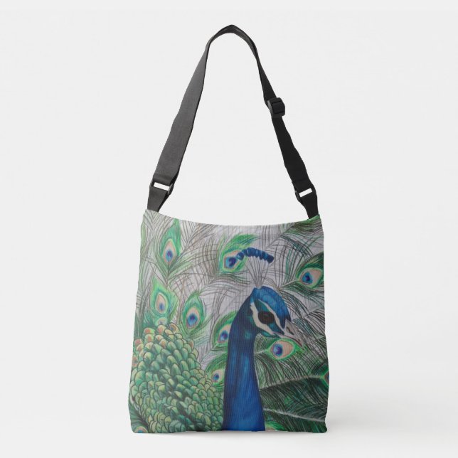 Peacock Crossbody Tote Bag Axelväska (Framsida)
