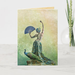Peacock Dancer Greeting Card med sätning Kort