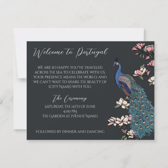 Peacock Destination Wedding Welcome & Program (Framsida)