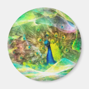 Peacock Digital Painting Magnet