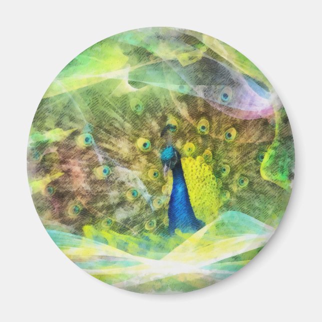 Peacock Digital Painting Magnet (Framsidan)