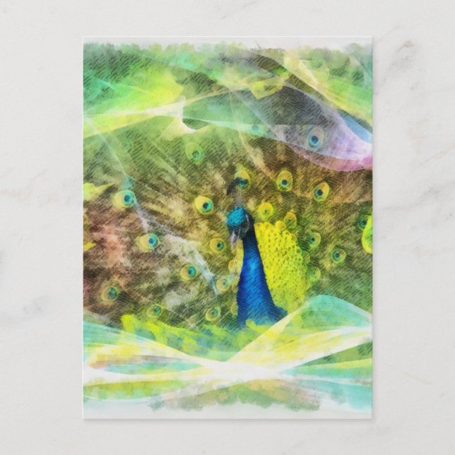 Peacock Digital Painting Vykort (Framsida)
