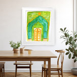 Peacock Door Watercolor Jaipur City Palace Grönt Poster<br><div class="desc">Den färgade låddörren till Rajasthan, Indien, som jag målat upp! Lägg till din egen text, ändra även bakgrunden färg. Markera utskriften som är storlek med hjälp av listrutan ovan och du kan klicka på knappen "Redigera design" för att anpassa teckningen så att den passar alla storleka pappra. Köp en enkel...</div>