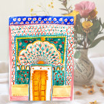 Peacock Door Watercolor Jaipur City Palace Rosa Vykort<br><div class="desc">Anpassadets vykort! Lägg till din egen text på kortets insida och framsida. Den färgade låddörren för Rajasthan India-handen som jag målat upp! Kolla min butik för mer design,  fler dörrar och fler produkter! Om du köper den,  tack!  ett foto med mig på Instagram vid @shoshannahscribbles :)</div>