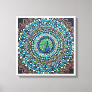Peacock Dot Mandala Art Canvastryck