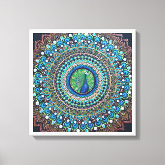 Peacock Dot Mandala Art Canvastryck